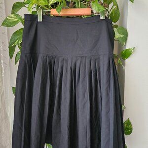 Black 100% wool J Crew dropped waist pleated skirt